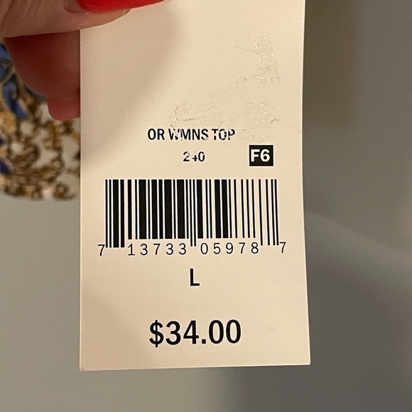 NWT size L women’s Opehelia Roe dress shirt with elastic sleeves multi color - Picture 5 of 9